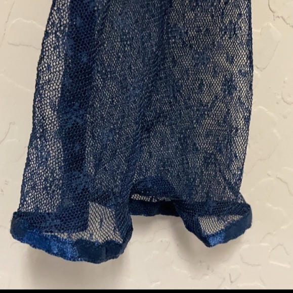 Free People Boho Blue Lace Eyelet Boho Top SMALL - Picture 4 of 7